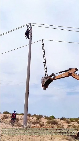 Supporting the Line: Using an Excavator to Assist Power Pole Wiring