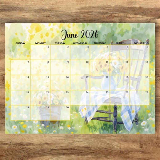 June 2026 Calendar Printable, Summer Positive Vibes, Editable PDF US Lettre Size, Fillable Monthly Planner, Instant Downloadd - Etsy