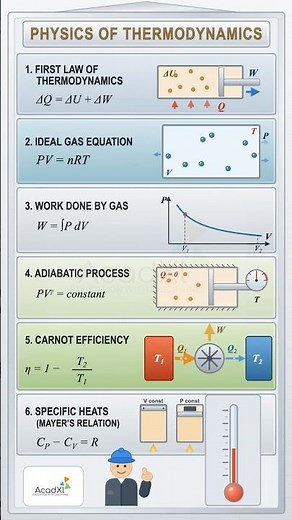Thermodynamics Revision | Heat, Work, First Law, Carnot Engine & Formula Sheet | JEE Physics