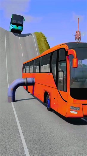 Mixed Colours City Buses vs Logs Trap - BeamNG.Drive