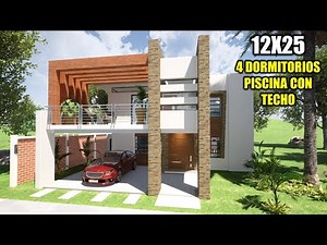 CASA HERMOSA DE DOS PISOS 12x25 -piscina con techo 4 dormitorios(RVL CASAS)