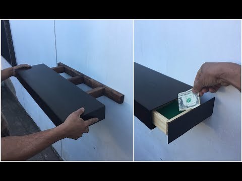 REPISA FLOTANTE de MADERA con CAJON OCULTO /ANCLAJE INVISIBLE /FLOATING SHELVES