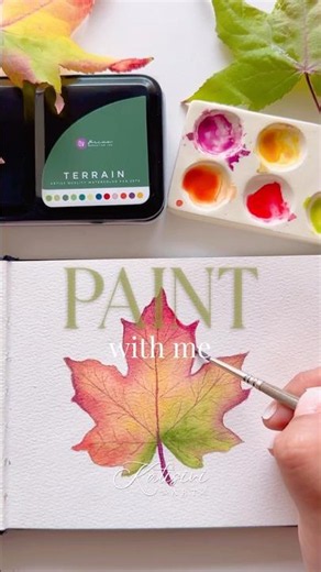 Beautiful Maple Leaf in Art Philosophy Terrain Watercolor Palette | Botanical Illustration #painting