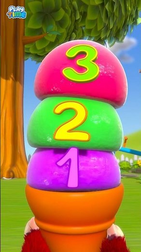 Learn Colors & Numbers with Ice Cream 1 To 10 🔴🟡🟢🔵🟣 | Toddler Baby Cartoon Song #kidsongs #shorts