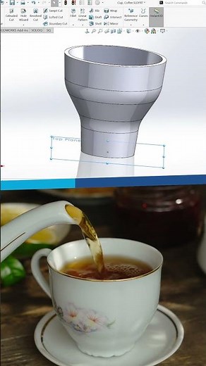 ☕Modelling a Teacup in SOLIDWORKS ☕ #Shorts #CADModelling #SpeedModelling #solidworks
