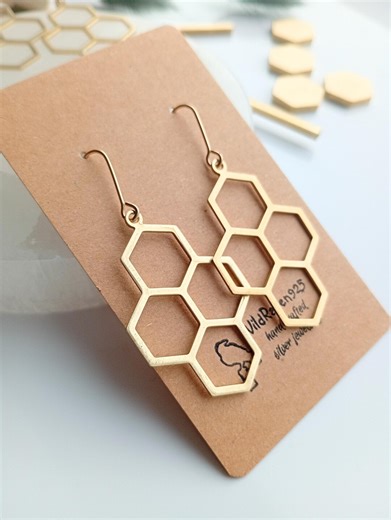 14kt Gold Filled Geometry Statement Earrings, Raw Brass Hexagons - Etsy