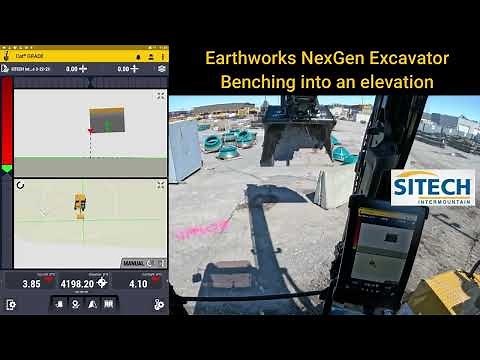 Trimble Earthworks NexGen Excavator Benching into an elevation