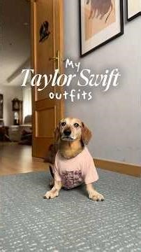trying on my Taylor Swift outfits 💗👀 #taylorswift #swiftie #merch #clothes #dog