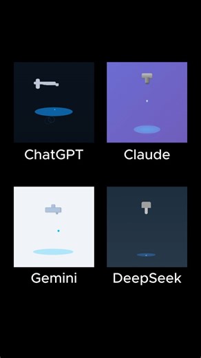AI FaceOff on Instagram: "Prompt: HTML animation of a faucet that drips water drops at regular intervals. Each drop falls, creates ripples in a puddle below. The puddle never overflows, maintaining perfect loop. Which AI did it better? Comment Below 👇 #aicreation #aibattle #gemini #chatgpt #claude #deepseek"