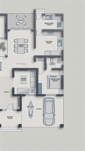 𝐒𝐓𝐇𝐀𝐀𝐘𝐈 𝐃𝐄𝐒𝐈𝐆𝐍 𝐋𝐀𝐁 on Instagram: "✨ Your Home Begins Here — Designed for Real Living ✨ A thoughtfully planned 3BHK home where every square foot is shaped around comfort, flow, and everyday family life 🏡 From smooth circulation to well-zoned private and common spaces, this layout proves that good design isn’t about size — it’s about how it feels to live in. Calm mornings, connected evenings, and spaces that simply make sense 🤍 This is not just a plan — it’s a lifestyle blueprint