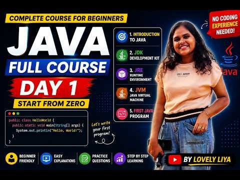 Java Full Course for Beginners | Day 1| Introduction to Java | JDK vs JRE vs JVM |First Java Program
