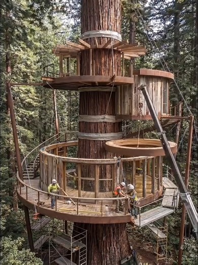 Amazing Treehouse Built on a Living Tree