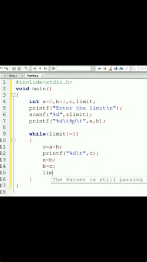 Program to print fibonacci series in c language #shreeengineeringclasses #shorts #shortvideo