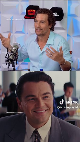 One of my favourite improvised moments ever captured on film 🎥 Clips courtesy of @YMH Studios and @Paramount Pictures #matthewmcconaughey #leonardodicaprio #thewolfofwallstreet #martinscorsese #improv #movie #acting #script #screenwriting #actor #actress #filmtok #behindthescenes #screenwriting