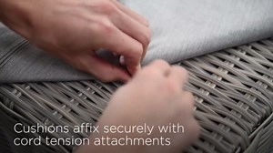 Modway Conway Outdoor Patio Wicker Rattan Ottoman in Light Gray Navy