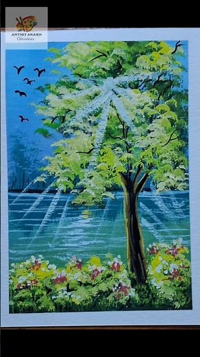 How to draw a simple tree with water colour || easy tree painting