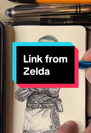 Freehand Drawing of Link from Zelda Game