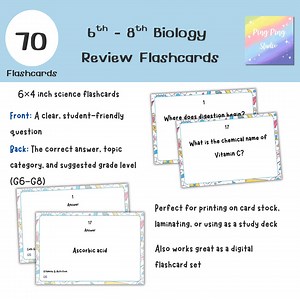 6th–8th Grade Biology Review Flashcards | 70 Printable & Digital Science Cards - Etsy Canada