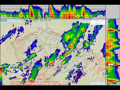 Radarová data 20.6.2022 - Velmi silné bouřky (ČHMÚ)