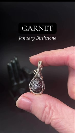 I absolutely LOVE working with the January birthstone of garnet. Here is a beautifully etched garnet, a polished tsavorite garnet, both in sterling silver, and a polished red garnet in copper. #garnetjewelry #wirewrappedcrystals #garnet #wirewrappedjewelry #uniquejewelry