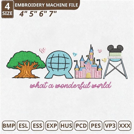 What a Wonderful World Machine Embroidery Design (digital Download) - Etsy