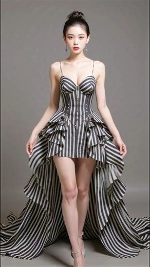 Layali Dance Dreams | Gothic Steampunk Elegance: Striped Corset Hi-Low Ruffle Dress Reveal This video is perfect for fashion enthusiasts, cosplay lovers, and... | Instagram