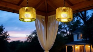 Battery Operated Chandelier Rechargeable, Outdoor Pendant Light Cordless with RGB LED Bulb, Boho Hanging Lights with Remote for Gazebo, Porch, Patio, Pergola, Indoor Decor,Set of 2