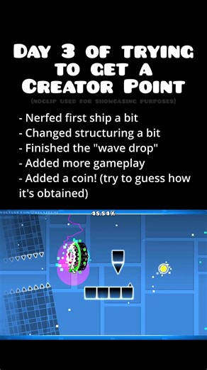 Day 3 of trying to get a Creator Point #geometrydash #geometrydashcreator #gd #gdlevel #shorts