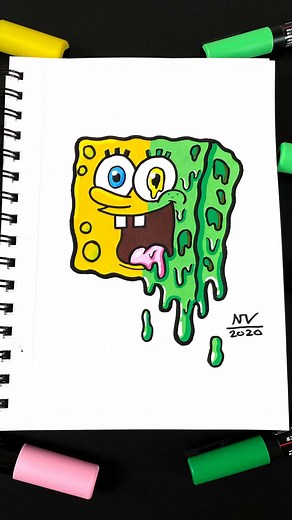 NashVibes Art on Instagram: "[ Drippy🧪SpongeBob ] Wanted to switch up my drippy drawings, hope u guys like it!🔥 I think it turned out pretty cool looking! • Follow @nashvibes_art - YT: NashVibes Art - TikTok: NashVibes • • • #spongebob #spongebobart #spongebobsquarepants #drip #drippy #dripart #melting #painting #painter #traditionalart #artvideo #reels #artreels #artistoninstagram #igart #creativeart #posca #nashvibes_art #cartoonart #cartoonist #illustration #art #doodle #paintingoftheday #i