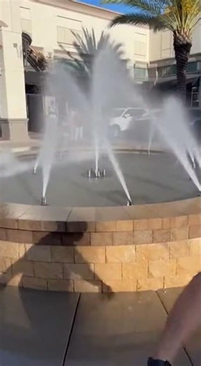 Mall fountain erupts sideways soaking everyone