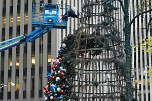 Giant Christmas tree outside Fox News headquarters set on fire