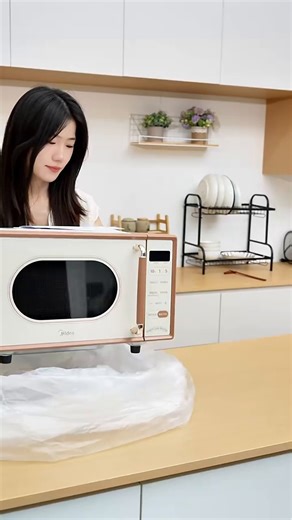 美的（Midea）小滋味微波炉烤箱一体机小型家用微波炉光波加热一级能效平板变频复古美拉德风C1G2 21