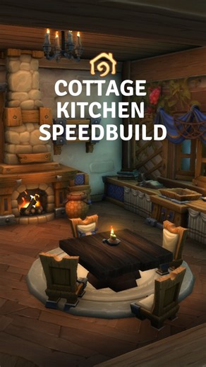 Rio | WoW Player Housing | Speed Builds on Instagram: "Cottage Kitchen Speed Build 🔥✨ This is just a snippet of my recent YouTube video! 😍 What do you think? 😁 FULL SPEED BUILD ➡️- https://youtu.be/vJ1RVcq8Nms @warcraft #warcraft #wowhousing #worldofwarcraft #playerhousing #cosygaming"