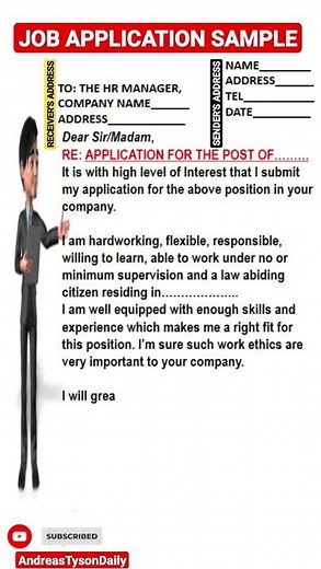 Job application sample. How to write an application for the Job!