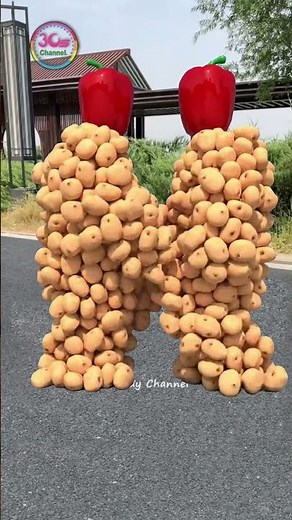 P.746 - Create humanoid fruit and vegetable characters🍊🥔 stand up, walk, collide and fall down...