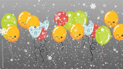 This video features animation of snowflakes falling on a transparent background