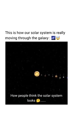 KNOWLEDGE on Instagram: "Our solar system doesn’t travel in a flat, straight line. As the Sun orbits the center of the Milky Way at about 220 km/s, the planets move around the Sun at the same time. The combined motion creates a helical or corkscrew-like path through space. In simple terms, the Sun pulls the planets along as it journeys around the galaxy, so the entire solar system is constantly spiraling forward through the Milky Way, never retracing the same path again. Follow 👉 @unreal.knowle