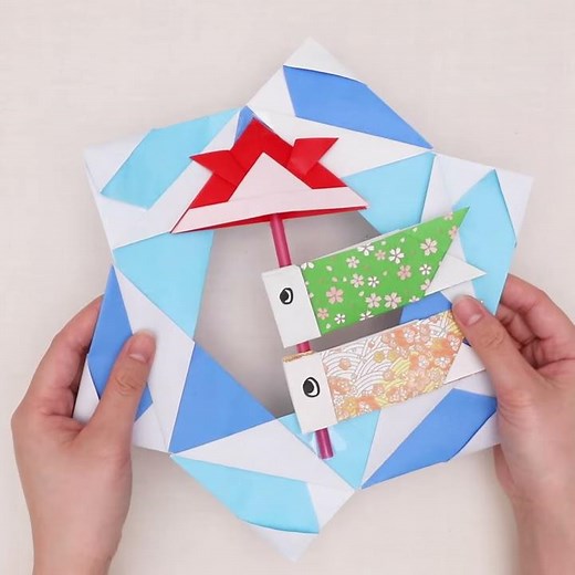 【Easy Origami】How to Make Origami Koinobori Wreath (in 3 MINUTES!)