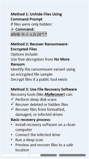 Virus infection can hide, delete, or encrypt important files. #virus #file