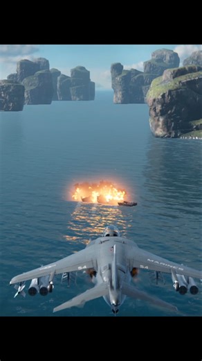 Sea Harrier fighter jet missile strike | #modernwarships #navalwarfare #shorts