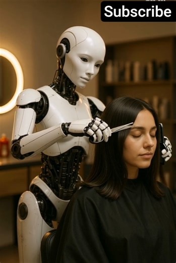 Robot Haircut Machine in USA ✂️🤖 | AI Cutting Girl’s Hair!"#usa #viral #salun