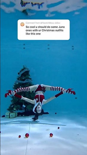 Underwater Juno Poses in Christmas Outfit #underwater #dance #pool