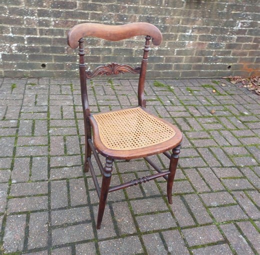 Antique Victorian Balloon Back Carved Mahogany Chair With Cane Seat Bedroom Accent - Etsy