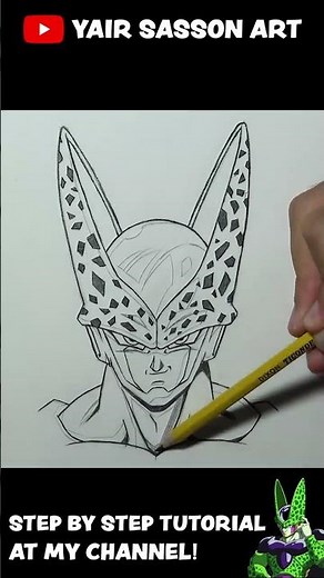 Drawing Perfect Cell From Dragon Ball Z! #shorts