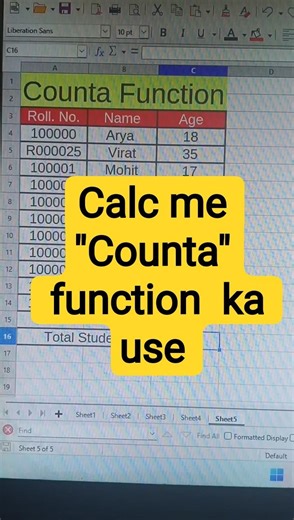 counta function in calc || libre office|| #libreofficecalc #excel ‪@VidyagramTech‬ #formula