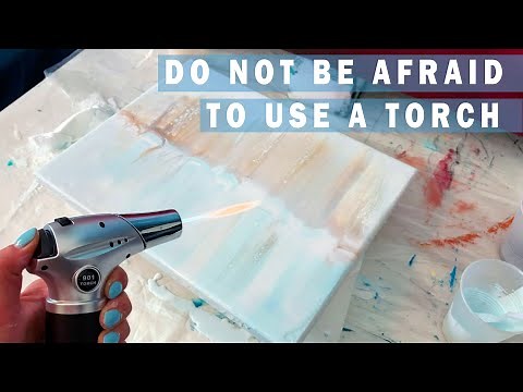 Simple acrylic pouring using torch (no silicone) | How to TORCH on Fluid Acrylic Painting