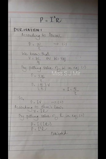 Derive Power Dissipation in Physics | Derivation of Power Dissipation physics