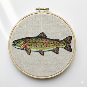 Rainbow Trout Hand Embroidery, Fish Embroidery Design, Instant Download (PDF Template) - Etsy