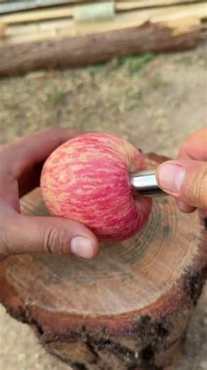 Creative Apple Processing: Carve Perfect Cylindrical Core with a Peeler