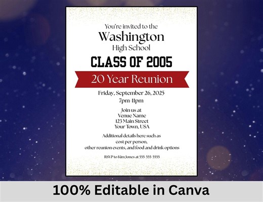 Class Reunion Flyer Template, Editable College or High School Reunion Invitation - Etsy